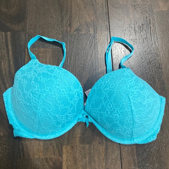 Victoria's Secret blue floral lace push up bra 34DD - Picture 1 of 12